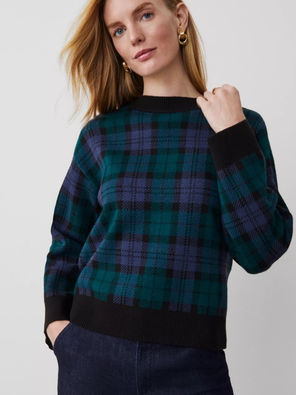 NWT Ann Taylor Plaid Pullover Sweater